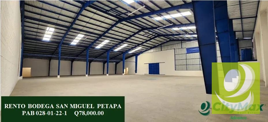 RENTO BODEGA SAN MIGUEL PETAPA Q78,000 PAB 028-01-22-1 — Bodega / Ofibodega en Alquiler en San Miguel Petapa, Guatemala, Ciudad — foto 1 de 7